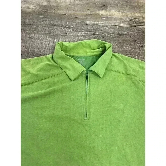 Patagonia Men's Quarter Zip Short Sleeve Polo Shirt Green Stretch L Outdoor - Picture 2 of 13